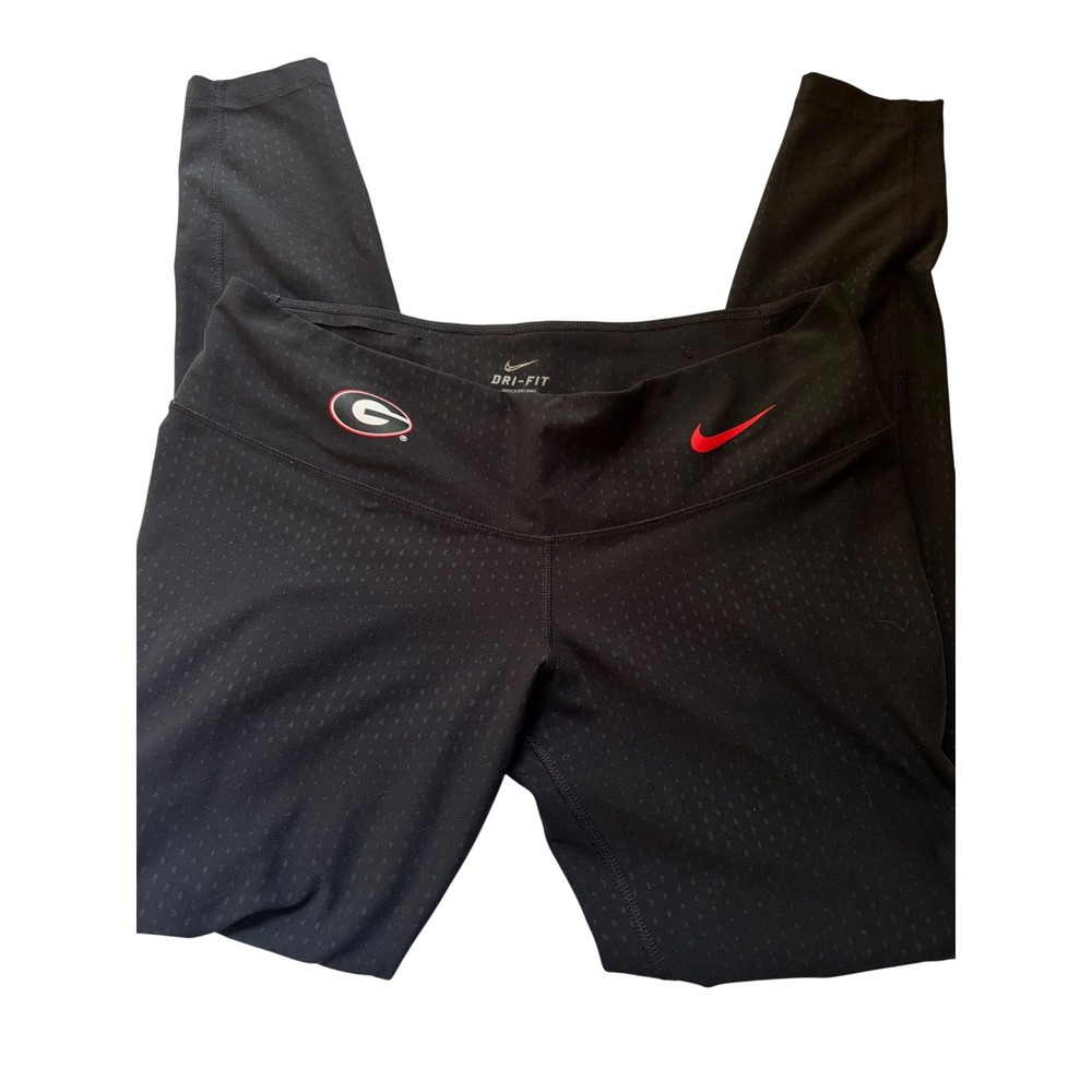 Nike Dri-FIT Georgia Bulldogs Leggings Womens Large Black Red NCAA Tights 0501‎